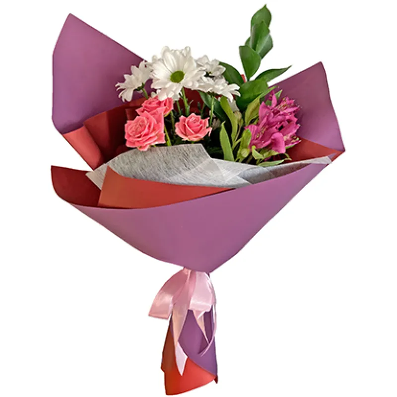 Букет с хризантемой, розой и альстромерией, доставка Большая Липовица