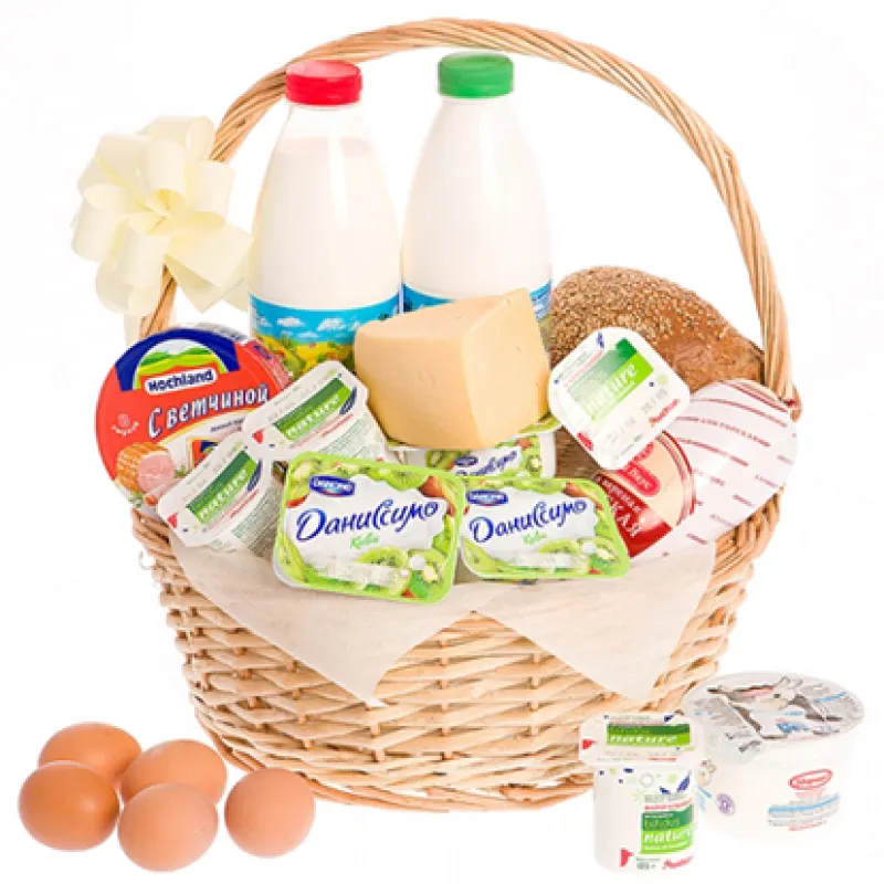 Корзинка свежих продуктов с хлебом и молоком, доставка Большая Липовица